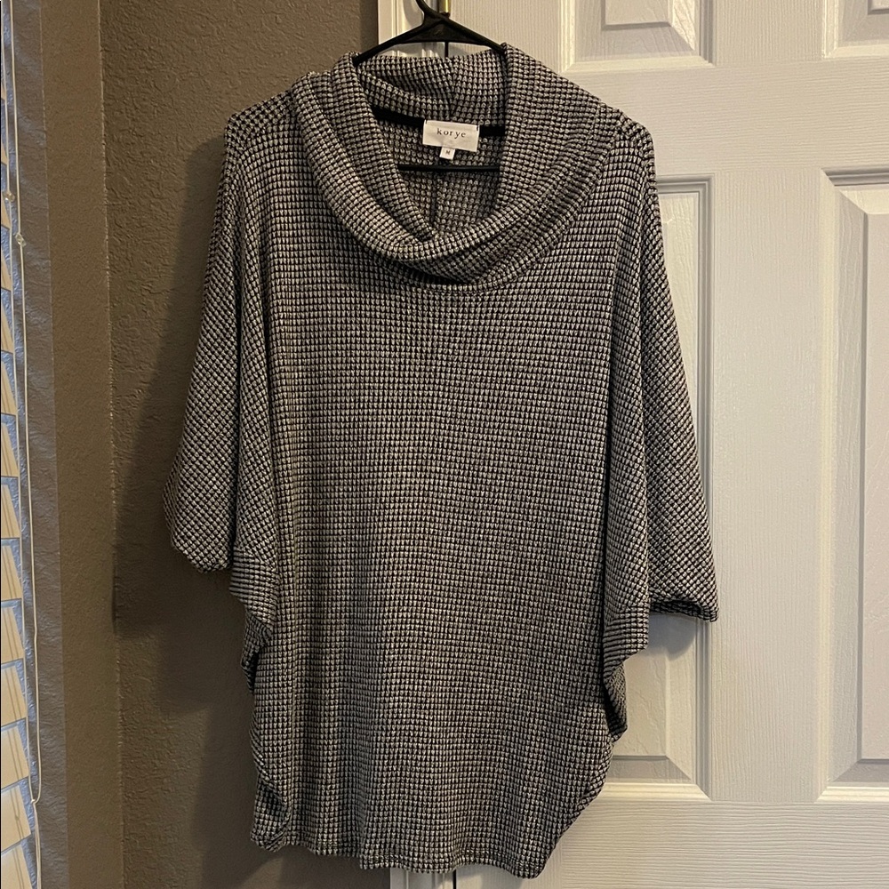Elegant Black and White Cowl Neck Sweater